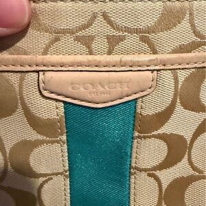 Coach Tan and Teal Shoulder Bag